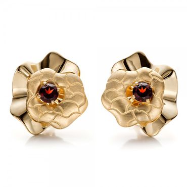 Brinco Flor com Rubi em Ouro 18k - Helder Joalheiros 