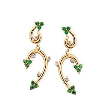 Brinco em Ouro Amarelo 18k com Diamantes e Tsavolita Verde - Helder Joalheiros 