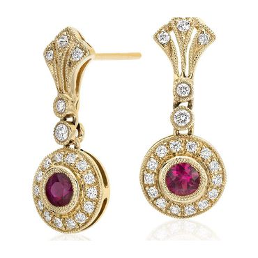 Brinco em Ouro Amarelo 18k com Rubi e Diamantes - Helder Joalheiros 