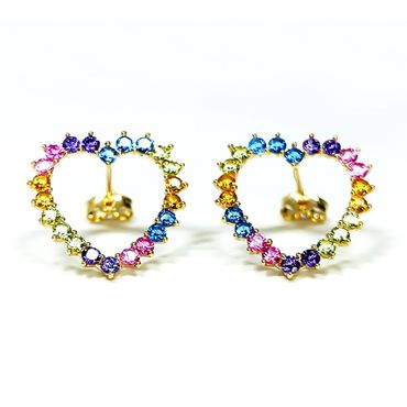 Brincos em Ouro 18k 750 Coração Colors - Helder Joalheiros 