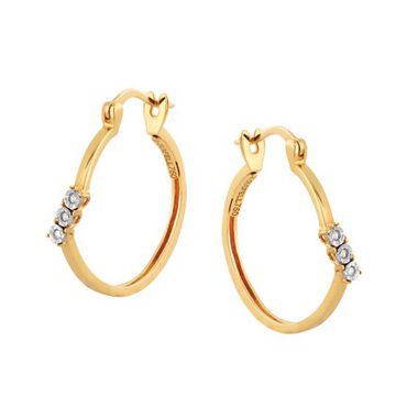 Brinco de Argola em Ouro Amarelo 18k 750 com Diamantes - Helder Joalheiros 