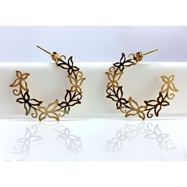Brinco de Argola em Ouro Borboletas a Laser - Helder Joalheiros 
