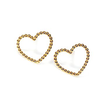 Brinco Coração Bolinhas em Ouro 18k - Helder Joalheiros 