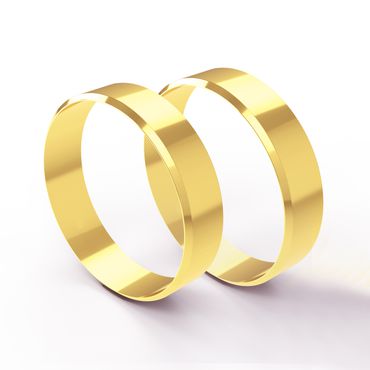 Aliança Tradicional Clássica Reta laterais chanfradas em Ouro 18k com 5,0 Milímetros - Helder Joalheiros 