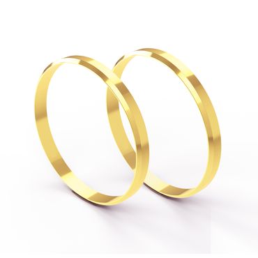 Aliança Tradicional Clássica Reta cantos chanfrados em Ouro 18k com 2,30 Milímetros - Helder Joalheiros 