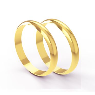 Aliança Clássica Abaulada em Ouro 18k com 3,5 Milímetros - Helder Joalheiros 