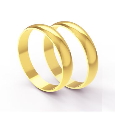 Aliança Clássica Abaulada em Ouro 18k com 4,0 Milímetros - Helder Joalheiros 