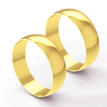 Aliança Clássica Abaulada em Ouro 18k com 6,0 Milímetros - Helder Joalheiros 