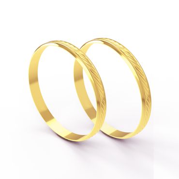 Aliança em Ouro 18k Trabalhada de Casamento e Noivado com 2,50 Milímetros - Helder Joalheiros 