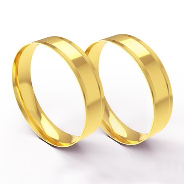 Aliança em Ouro 18k Lisa Reta com Frisos laterais personalizados - Helder Joalheiros 
