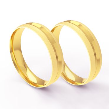 Aliança em Ouro 18k Trabalhada com Friso diamantado central 5,0 Milímetros - Helder Joalheiros 