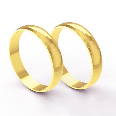 Aliança em Ouro 18k Trabalhada e Desenhada com 4,0 Milímetros - Helder Joalheiros 