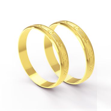 Aliança em Ouro 18k Trabalhada Desenhada de Casamento e Noivado - Helder Joalheiros 