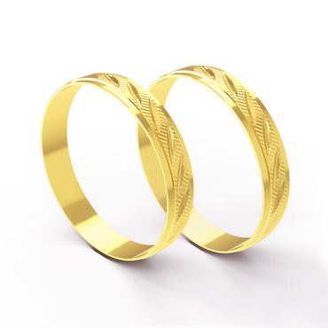 Aliança em Ouro 18k Trabalhada personalizada com 3,8 Milímetros - Helder Joalheiros 