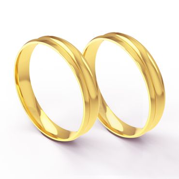 Aliança em Ouro 18k Trabalhada Côncava com 4,0 Milímetros - Helder Joalheiros 