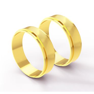 Aliança em Ouro 18k Trabalhada chanfrada nas laterais - Helder Joalheiros 