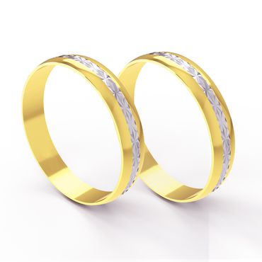 Aliança em Ouro 18k Trabalhada Bodas de Prata com 4,0 Milímetros - Helder Joalheiros 