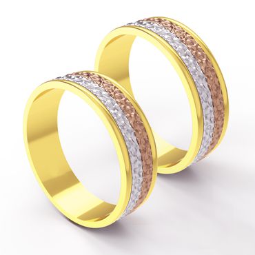 Aliança em Ouro 18k Tricolor Giratória Personalizada e Trabalhada - Helder Joalheiros 