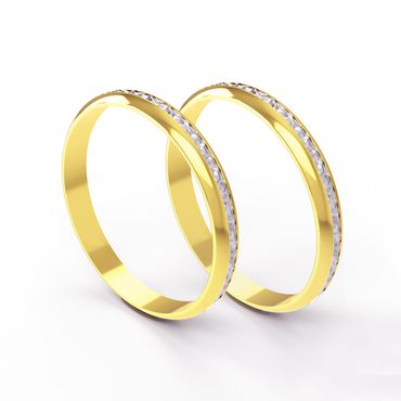 Aliança em Ouro Amarelo e Branco 18k Trabalhada para Bodas de Prata - Helder Joalheiros 