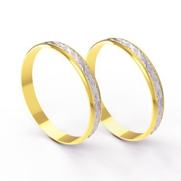 Aliança em Ouro 18k Trabalhada personalizada para Bodas de Prata com 3,0 Milímetros - Helder Joalheiros 