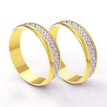 Aliança em Ouro 18k Trabalhada para Bodas de Prata com 5,0 Milímetros - Helder Joalheiros 