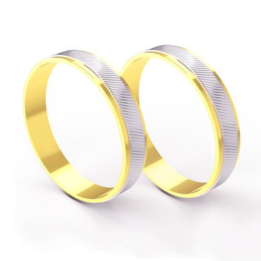 Aliança em Ouro Amarelo e Branco 18k Bodas de Prata - Helder Joalheiros 