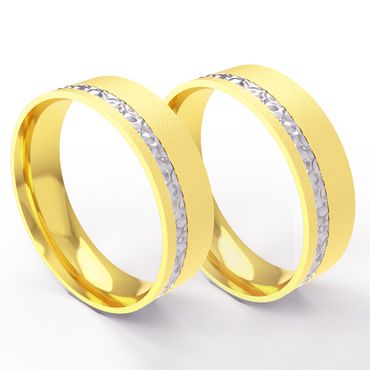 Aliança em Ouro 18k Personalizado para Bodas de Prata com Friso - Helder Joalheiros 