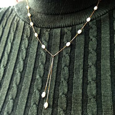 Gargantilha em Ouro 18k Veneziana com Pérolas Ovais - Helder Joalheiros 