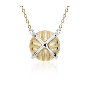 Gargantilha Redonda X em Ouro Amarelo e Ouro Branco 18k com Corrente - Helder Joalheiros 