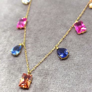 Gargantilha em Ouro 18k com Zircônias Coloridas - Helder Joalheiros 