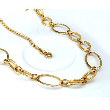 Gargantilha Ouro 18k com Elos Ovais Trabalhados - Helder Joalheiros 