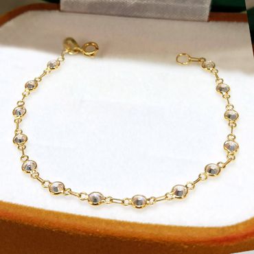 Pulseira em Ouro 18k 750 Infantil Ponto de Luz - Helder Joalheiros 