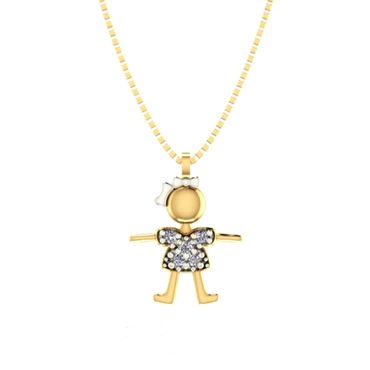 Pingente de Menina em Ouro 18k Cravejada - Helder Joalheiros 