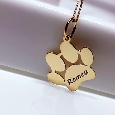 Pingente em Ouro 18k Patinha Pet Personalizado com Gravação a Laser - Helder Joalheiros 