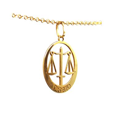 Pingente em Ouro 18k Medalha Oval Curso de Direito - Helder Joalheiros 