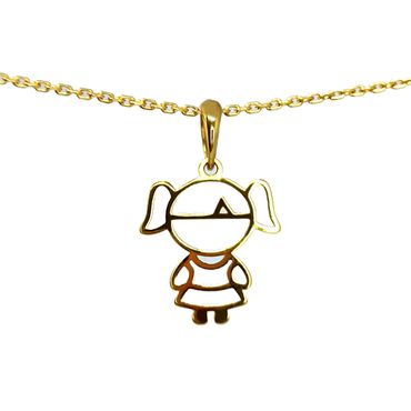 Pingente em Ouro 18k Menina Vazada - Helder Joalheiros 