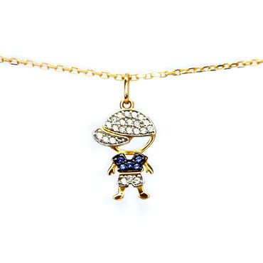 Pingente em Ouro 18k Menino Cravejado com Zircônias - Helder Joalheiros 