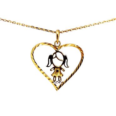 Pingente em Ouro 18k Menina no Coração Diamantado - Helder Joalheiros 
