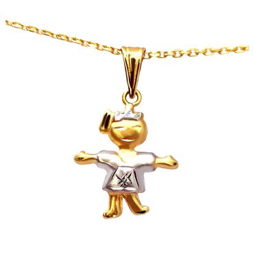 Pingente em Ouro Amarelo e Branco 18k Menina - Helder Joalheiros 