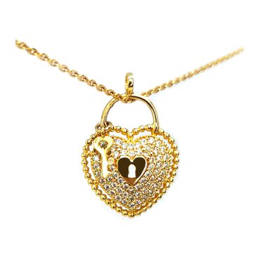 Pingente em Ouro 18k Coração Chave com Zircônias - Helder Joalheiros 