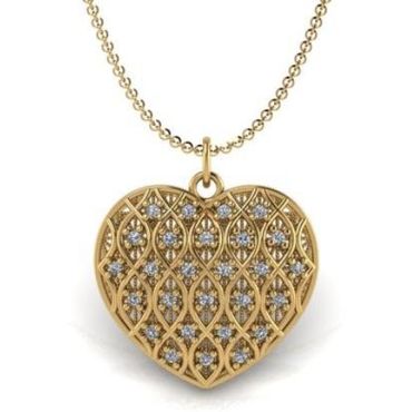 Pingente em Ouro 18k Coração Cravejado com Diamantes - Helder Joalheiros 