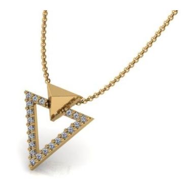 Pingente em Ouro 18k Triângulo Cravejado com Diamantes - Helder Joalheiros 