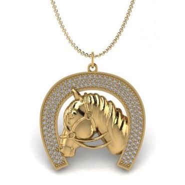 Pingente em Ouro 18k Cavalo e Ferradura com Diamantes - Helder Joalheiros 
