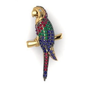 Pingente em Ouro 18k Arara Cravejada - Helder Joalheiros 