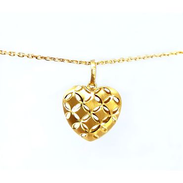 Pingente em Ouro 18k Coração Diamantado Fosco - Helder Joalheiros 