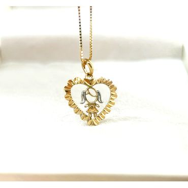 Pingente em Ouro 18K Menina Coração Diamantado - Helder Joalheiros 