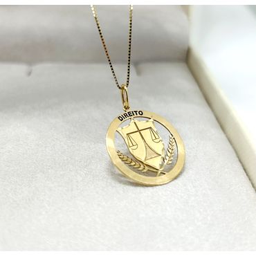 Pingente em Ouro 18k Medalha Direito - Helder Joalheiros 