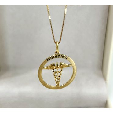 Pingente em Ouro 18k Medalha Medicina - Helder Joalheiros 
