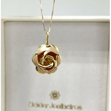 Pingente Flor em Ouro 18k Rosê e Amarelo - Helder Joalheiros 