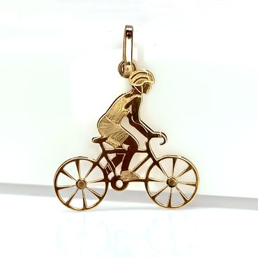 Pingente Ciclista na Bicicleta em Ouro 18k - Helder Joalheiros 